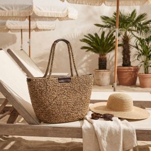 Natural Woven Straw Vacation Tote Bag