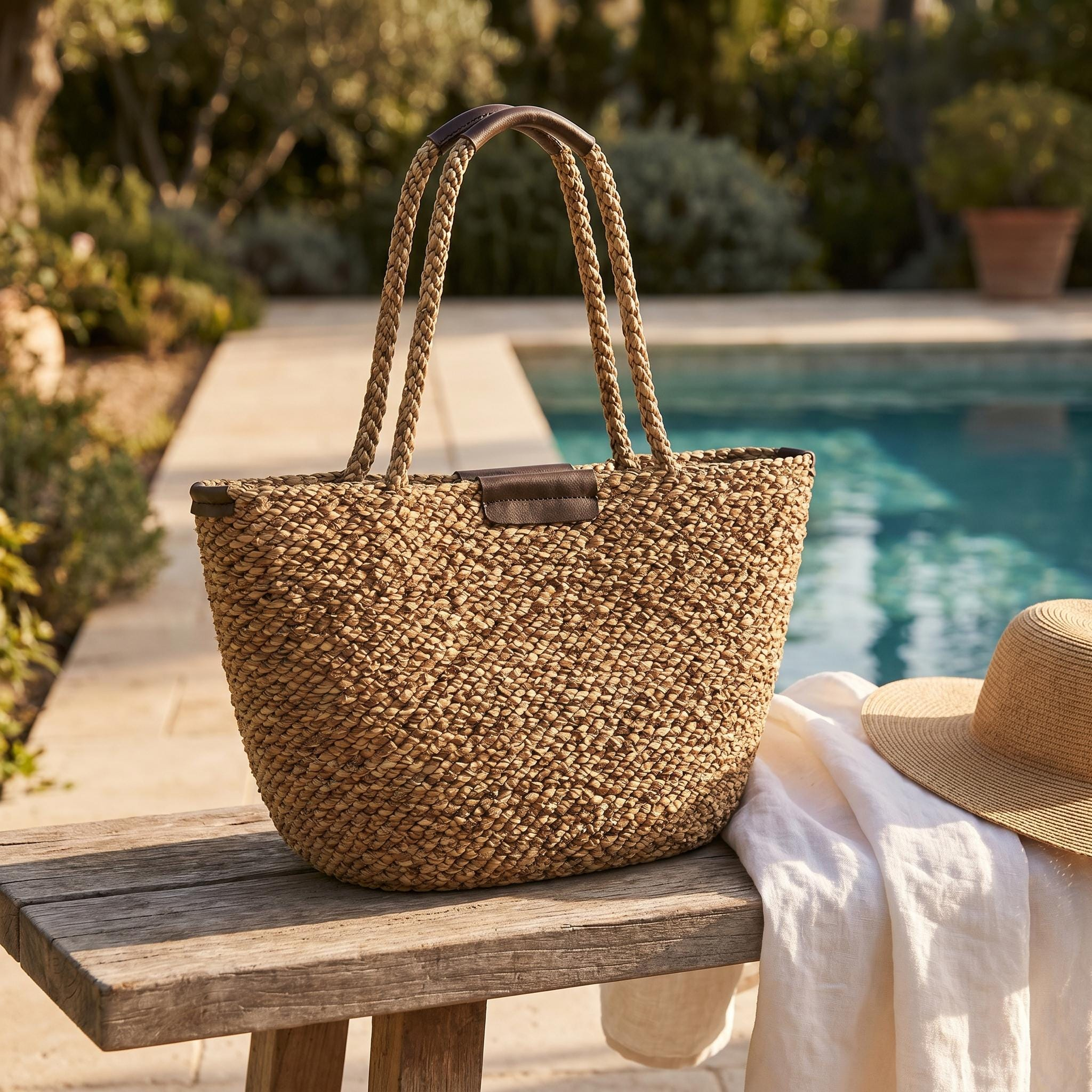 Natural Woven Straw Vacation Tote Bag - Image 3