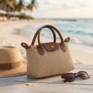 Beige Canvas Vacation Mini Crossbody Bag