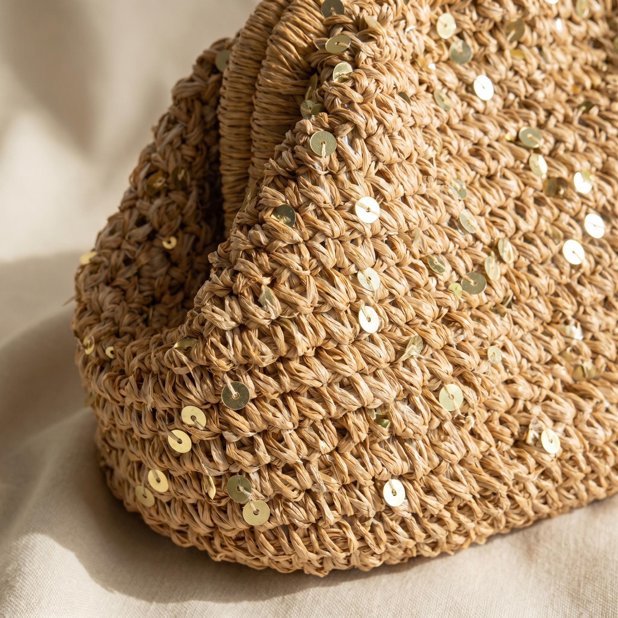 Pearl Beaded Woven Vacation Clutch Bag - Image 3