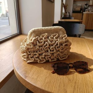 Ruffle Crochet Vacation Clutch Bag