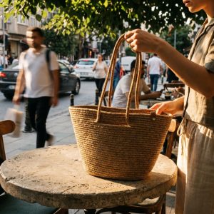 Natural Straw Woven Vacation Tote Bag