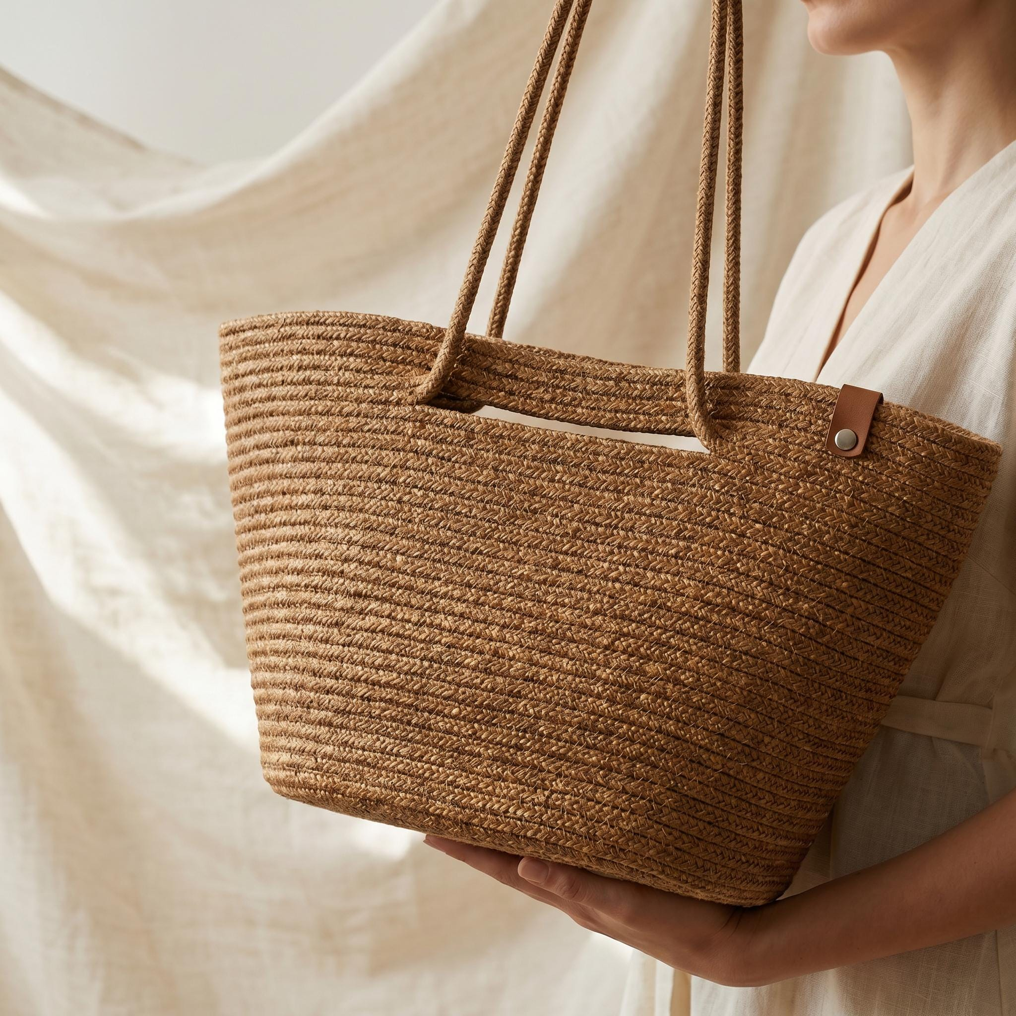 Natural Straw Woven Vacation Tote Bag - Image 4