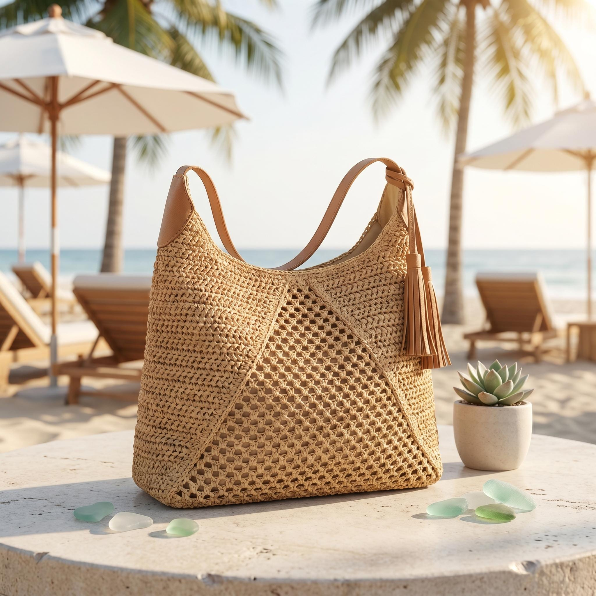 Boho Woven Vacation Hobo Shoulder Bag - Image 5