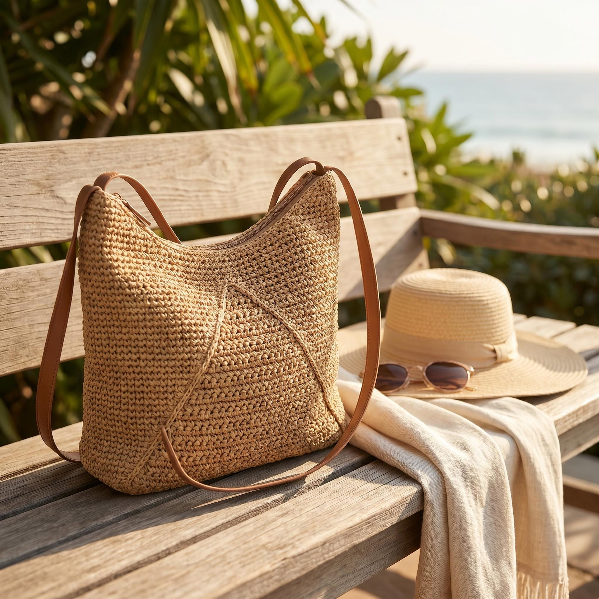 Boho Woven Vacation Hobo Shoulder Bag - Image 6